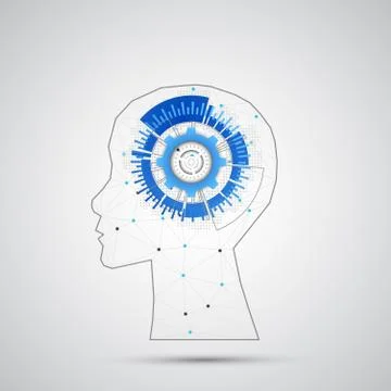Creative brain concept background with triangular grid. Artificial Intelligen Stock Illustration