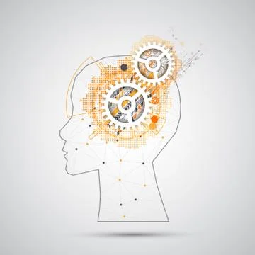 Creative brain concept background with triangular grid. Artificial Intelligen Stock Illustration