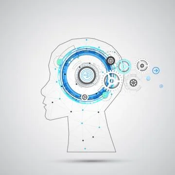 Creative brain concept background with triangular grid. Artificial Intelligen イラスト素材