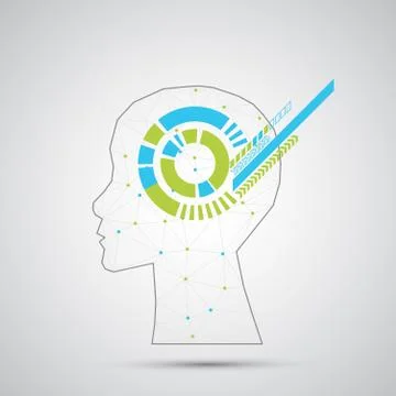 Creative brain concept background with triangular grid. Artificial Intelligen Stock Illustration