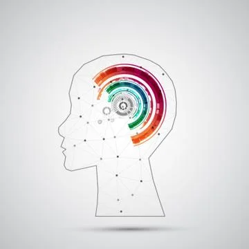 Creative brain concept background with triangular grid. Artificial Intelligen Stock Illustration
