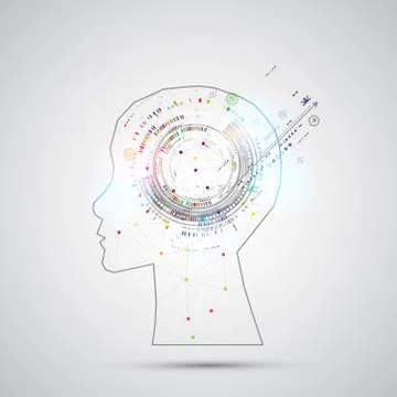 Creative brain concept background with triangular grid. Artificial Intelligen Stock Illustration