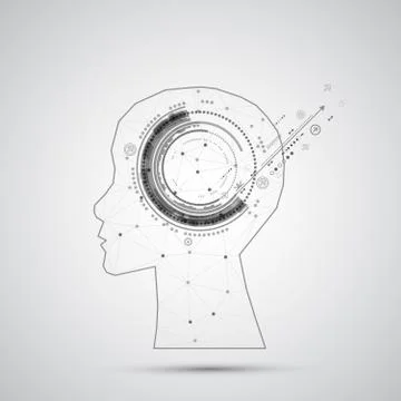 Creative brain concept background with triangular grid. Artificial Intelligen Stock Illustration