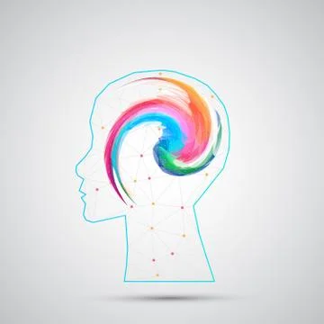 Creative brain concept background with triangular grid. Stockillustratie