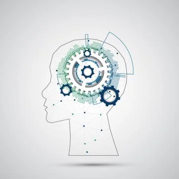 Creative brain concept background with triangular grid. Artificial Intelligen Stock Illustration