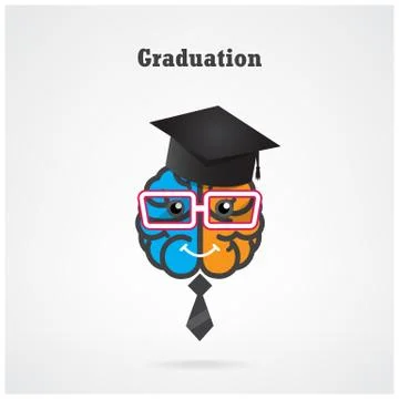 Creative brain graduation concept Stock Illustration