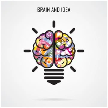 Creative brain idea and light bulb concept,education concept Illustrazione stock