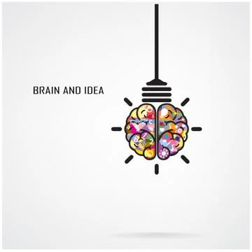 Creative brain idea and light bulb concept Stock Illustration