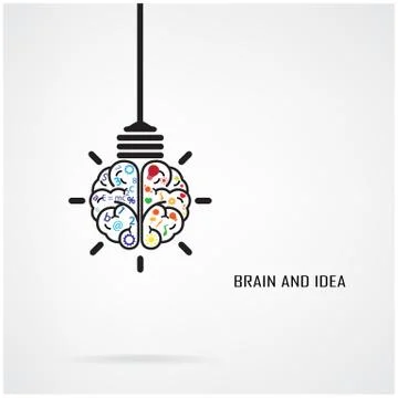 Creative brain idea and light bulb concept Illustrazione stock