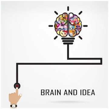 Creative brain idea and light bulb concept Stock Illustration