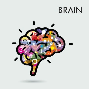 Creative brain Idea concept, design for poster flyer cover brochure, business Stock Illustration