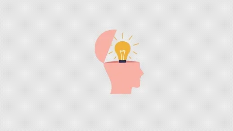 Creative brain idea. Human brain and light bulb concept icon loop animation.. Stock Footage 277178063