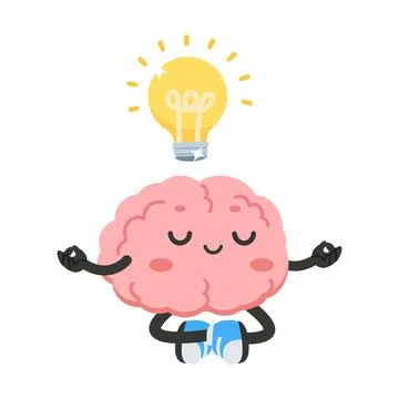 Creative brain idea with meditating character for mindfulness and inspiration Stock Illustration
