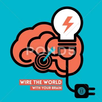 Creative brain light bulb power concept vector illustration Stock Illustration
