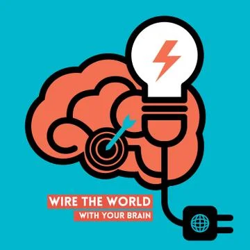 Creative brain light bulb power concept vector illustration Stock Illustration