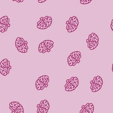 Creative brain line vector seamless pattern Stock Illustration