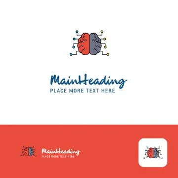 Creative Brain Logo Design. Flat color Logo place for Tagline. Vector Illustr Stock Illustration