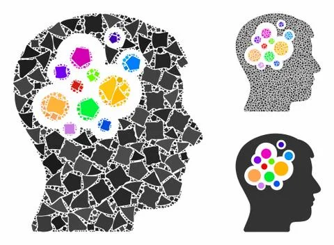 Creative brain Mosaic Icon of Abrupt Items Stock Illustration