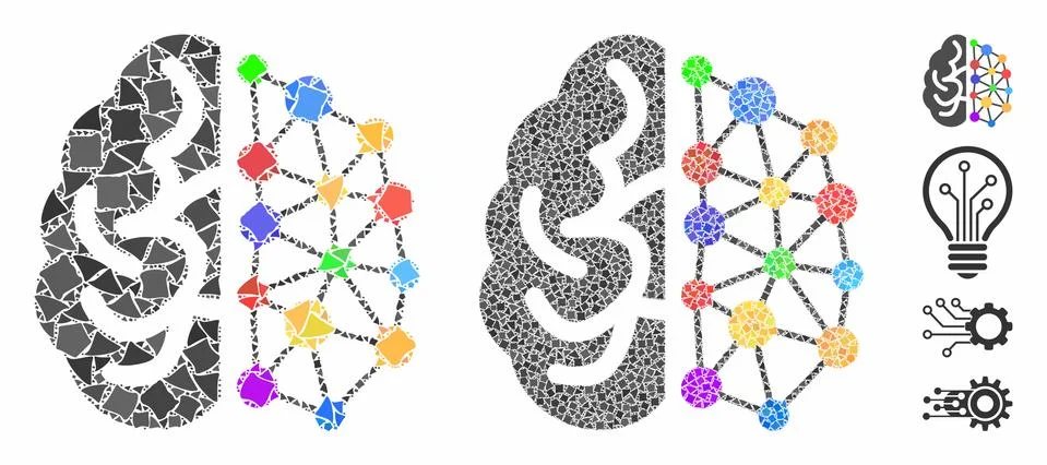 Creative brain Mosaic Icon of Humpy Items Stock Illustration