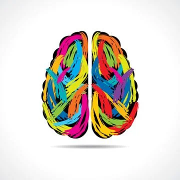 Creative brain with paint strokes Stock Illustration