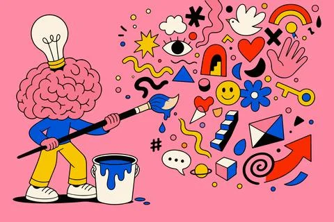 Creative Brain Painting Imagination Stock Illustration