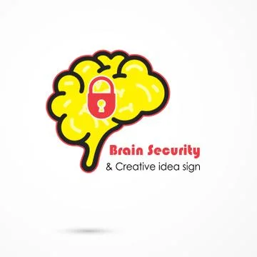 Creative brain security abstract vector logo design template. Generate idea. Stock Illustration
