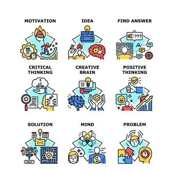 Creative Brain Set Icons Vector Illustrations Illustrazione stock