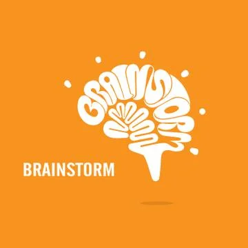 Creative Brain sign and Brainstorm concept.Brain logo vector design.Think Ide Stock Illustration
