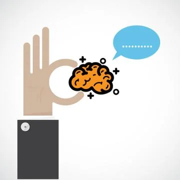 Creative brain sign idea,flat design.Concept of ideas inspiration, innovation Stock Illustration