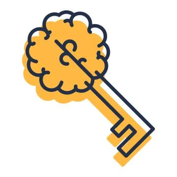 Creative Brain Sign with Key and Slogan Copy Space Stock Illustration