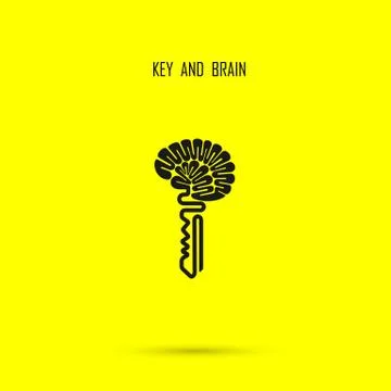 Creative brain sign with key symbol. Key of success.Concept of ideas inspirat Stock Illustration