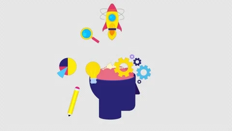 Creative Brain Thinking On Purple Alpha Channel Stock Footage 287774118