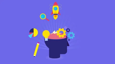 Creative Brain Thinking On Purple Background Stock Footage 287773474