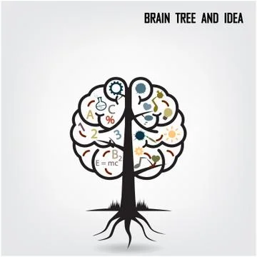 Creative brain tree shape sign Stock Illustration