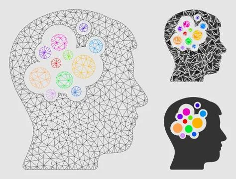 Creative Brain Vector Mesh 2D Model and Triangle Mosaic Icon Stock Illustration