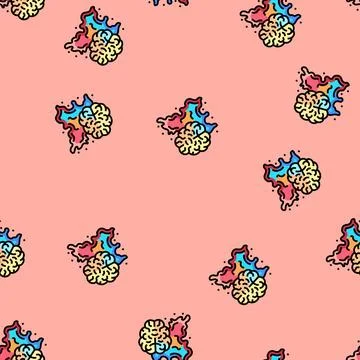 Creative brain vector seamless pattern 스톡 일러스트