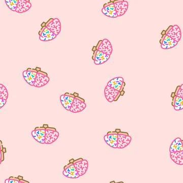 Creative brain vector seamless pattern Illustrazione stock