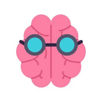 Creative brain wearing spectacles representing intelligence and knowledge Stock Illustration