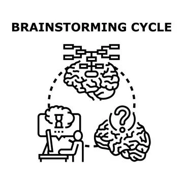 Creative brainstorming cycle generating new ideas and solutions Stock Illustration