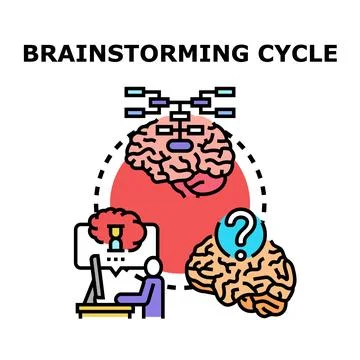 Creative brainstorming cycle generating new ideas and solutions イラスト素材