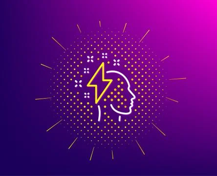 Creative brainstorming line icon. Human head with lightning bolt sign. Vector イラスト素材