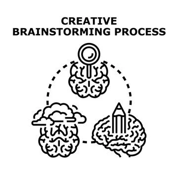 Creative brainstorming process developing new ideas イラスト素材