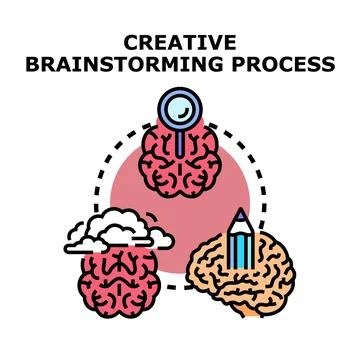 Creative brainstorming process developing new ideas Stock Illustration