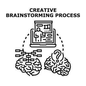 Creative brainstorming process generating innovation ideas concept 스톡 일러스트