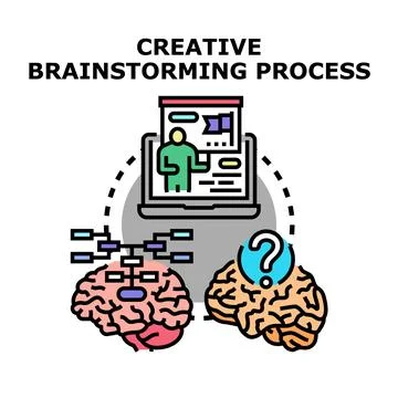 Creative brainstorming process generating innovation ideas concept 스톡 일러스트