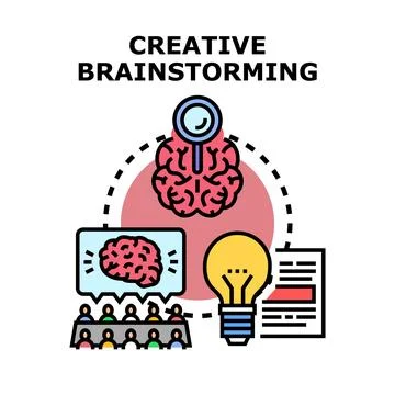 Creative brainstorming process generating new business ideas Stock Illustration