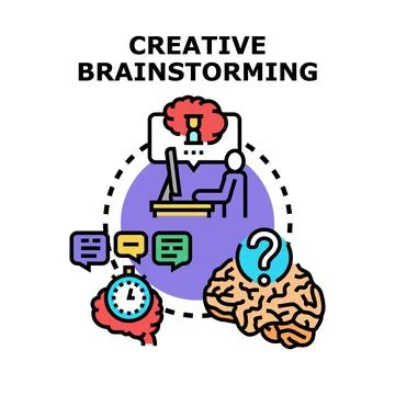 Creative brainstorming process generating new ideas concept イラスト素材