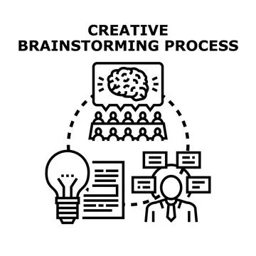 Creative brainstorming process generating new business ideas イラスト素材