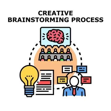 Creative brainstorming process generating new business ideas Stock Illustration
