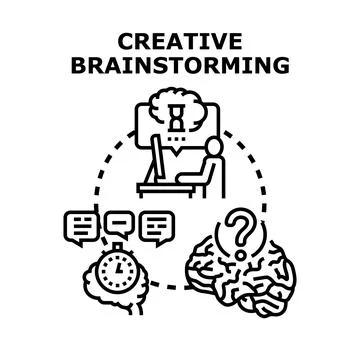 Creative brainstorming process generating new ideas concept 스톡 일러스트